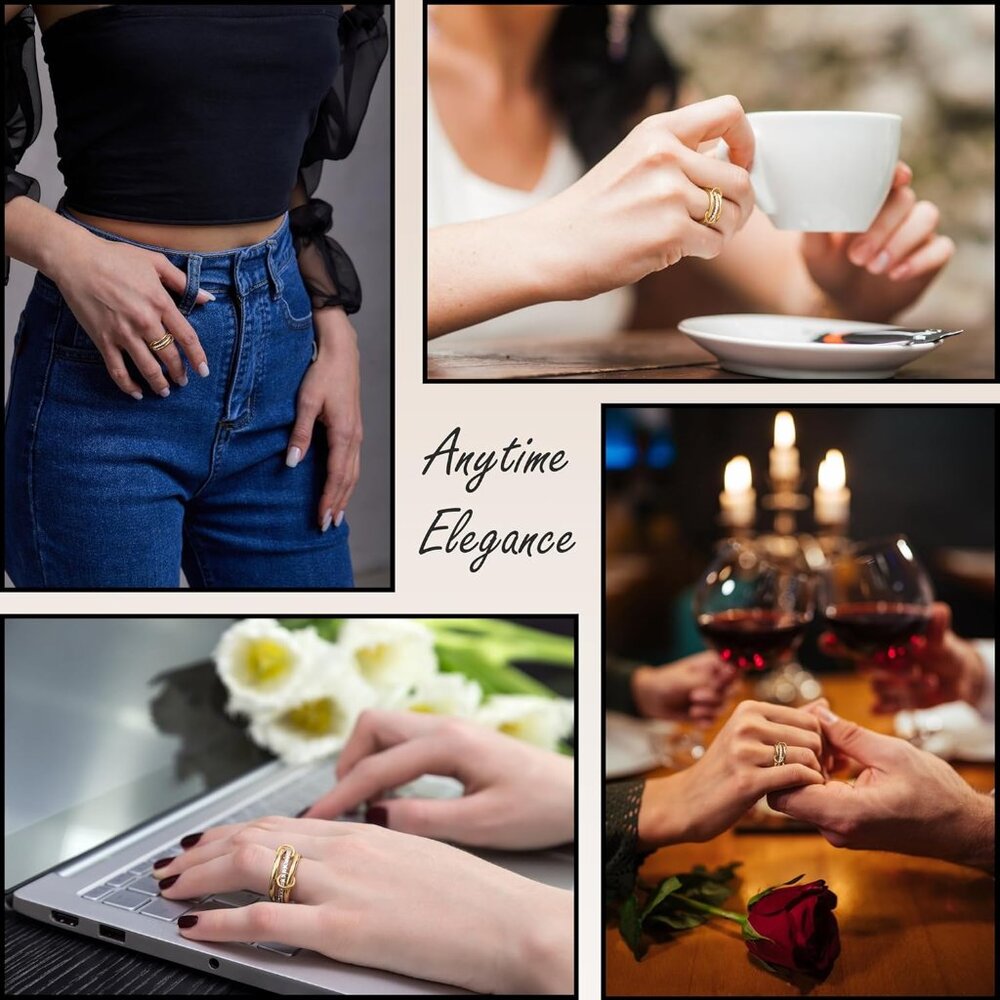 Gold Stackable Interlocking Ring For Women - 14k … - image 5